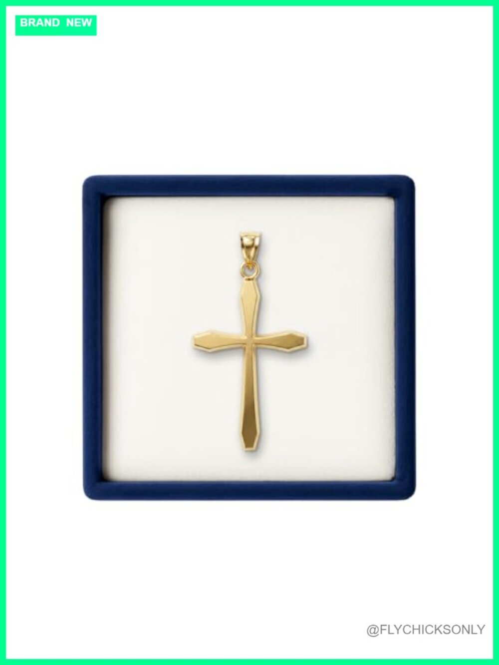 14K Yellow Gold Cross Pendant Double-Bonded 1.25 Inch Religious Necklace for